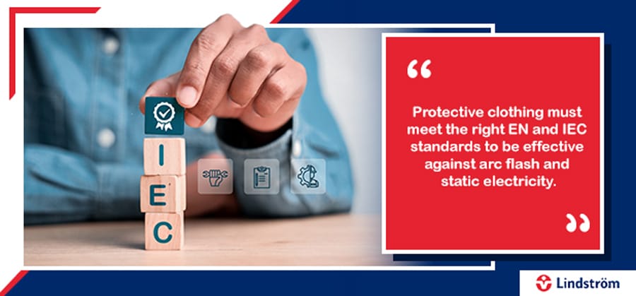 EN and IEC standards for arc flash and anti-static protective clothing
