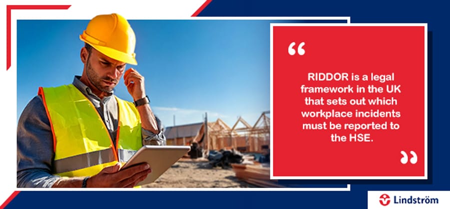 Employer reporting workplace incident in compliance with RIDDOR.