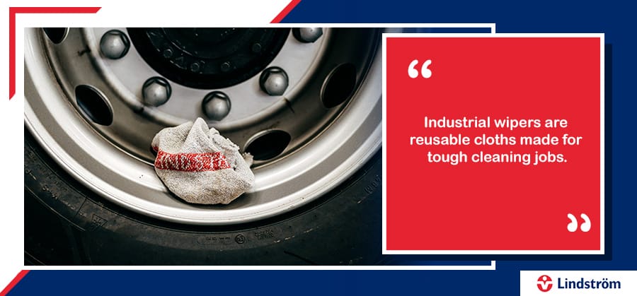 industrial wiper laying inside newly cleaned tyre