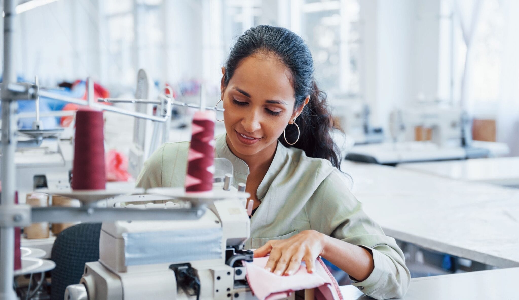A woman sewing