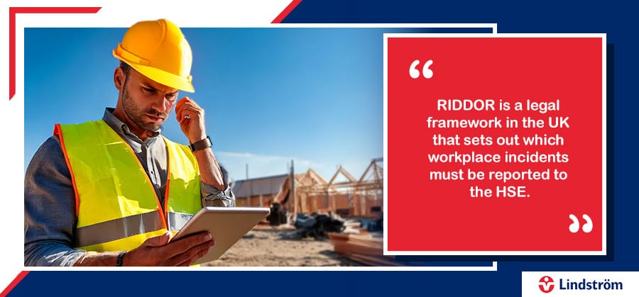 Employer reporting workplace incident in compliance with RIDDOR.