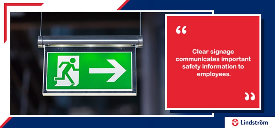 Illuminated emergency exit sign on site