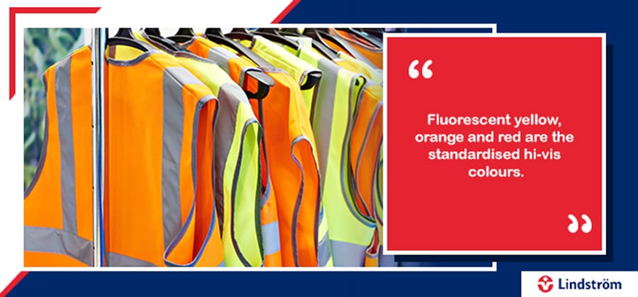 Rack of hi-vis jackets in different colours