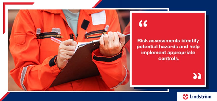 Worker completing an on-site risk assessment