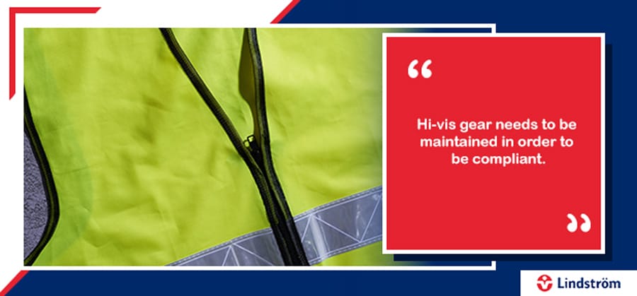 Close-up of maintained hi-vis jacket