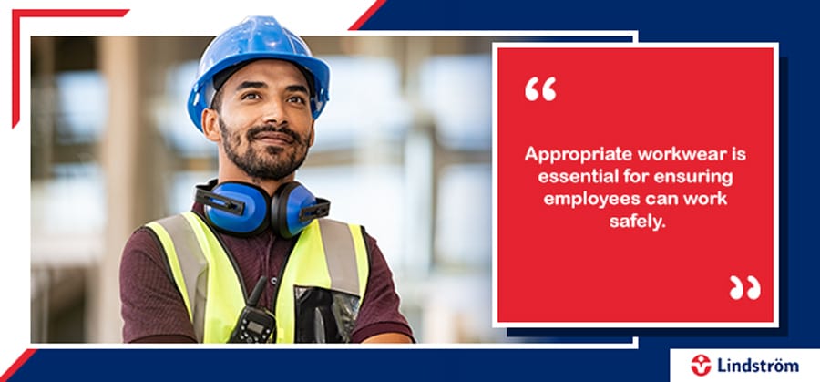 Construction worker wearing safety workwear