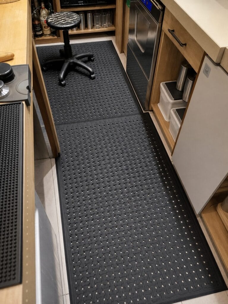Uzun süre ayakta çalışanlar için ergonomik paspas